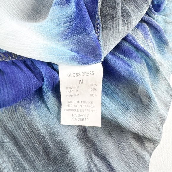 Bebe Ruffle Layered Top Size Medium, Blue-Gray Watercolor, Flowy Chic - Picture 7 of 9